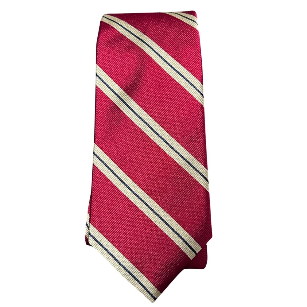 Brooks Brothers Brooksgate Mens Red Gold Striped Silk‎ Tie USA 3.25"x58" - CJ